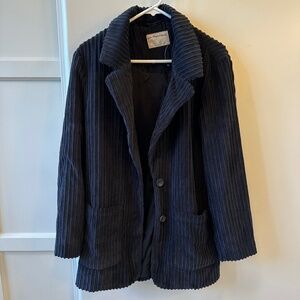 Free People Everly Cord Blazer Oversized Boyfriend Jacket in Black